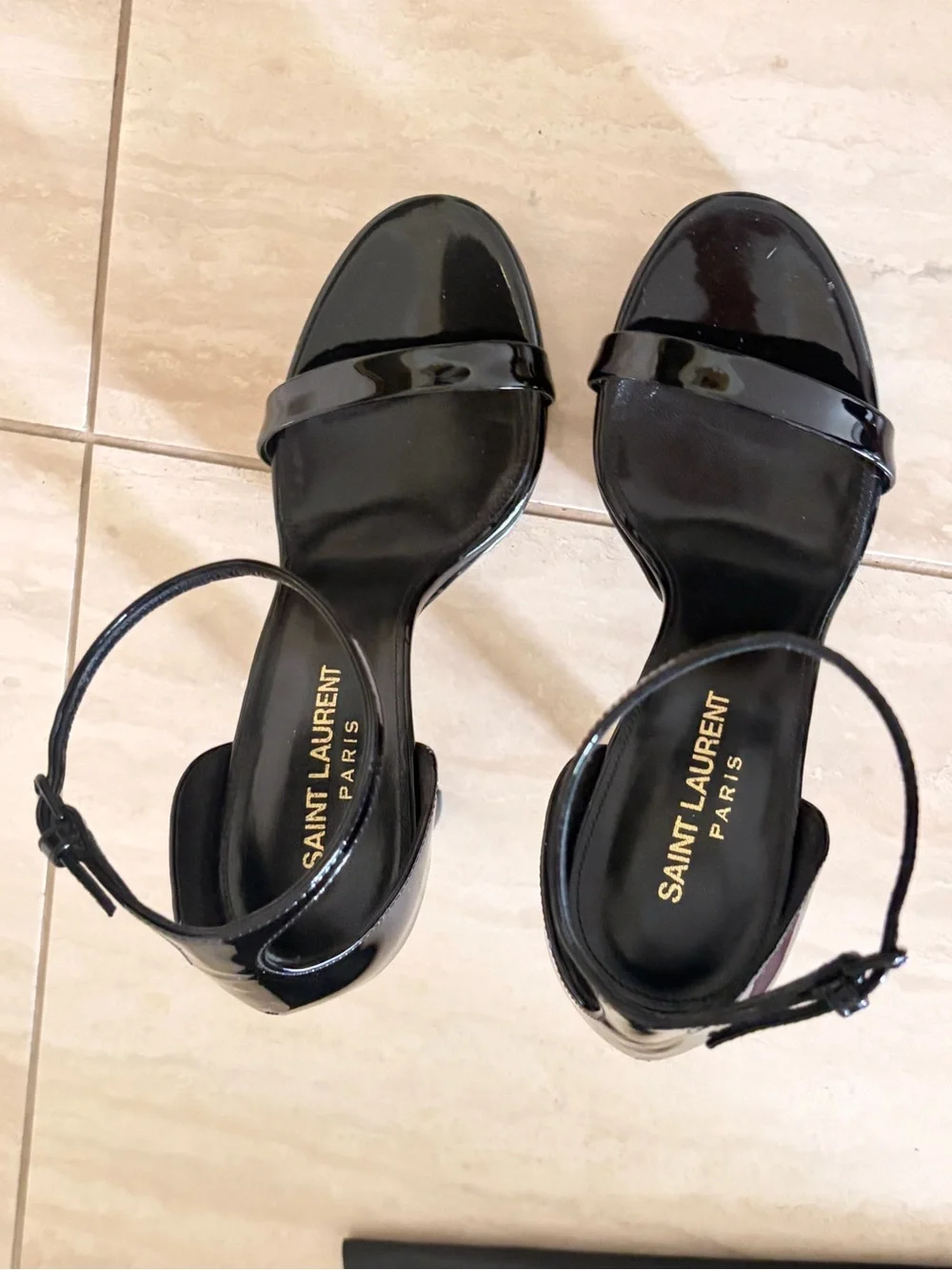 Saint Laurent Patent Platform Heels Sandals, 36, black, like new minimalist - Picture 4 of 12